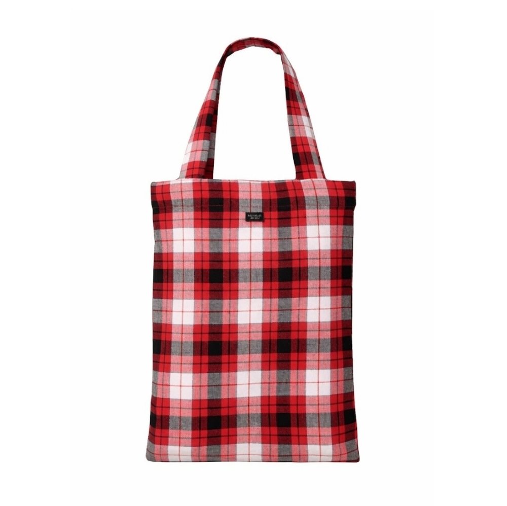Victoria's Secret Red White Black Checkered Plaid Reusable Flannel Tote Bag NEW